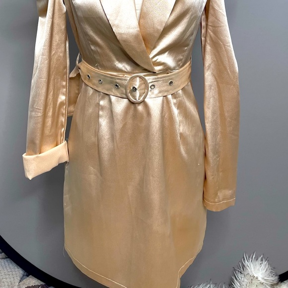 Puffy Sleeves Champagne Mini Dress perfect for ANY Party! - Picture 11 of 11